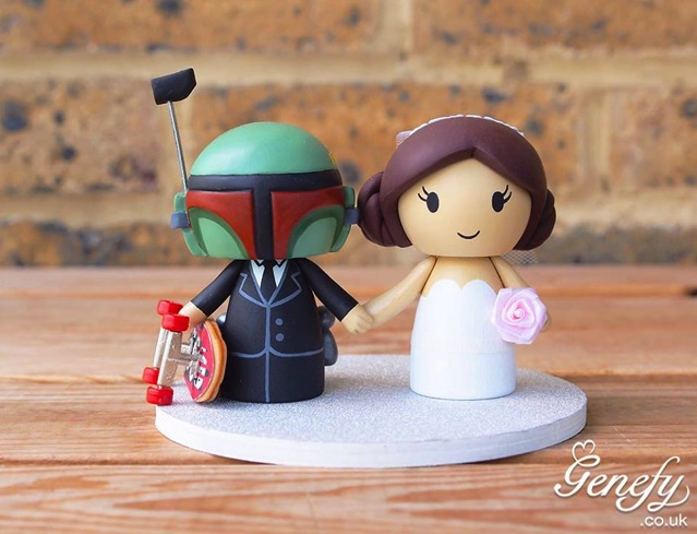 Boba Fett and Princess Leia Wedding Cake Topper