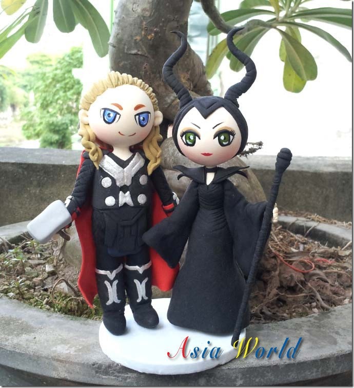 Thor and Maleficent Wedding Cake Topper