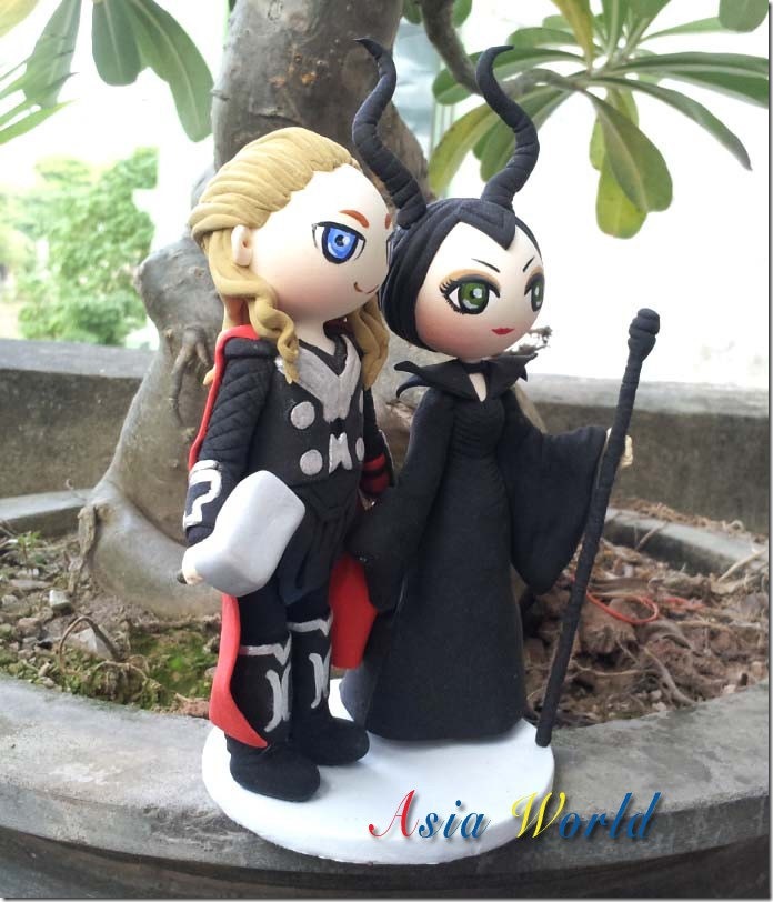 Thor and Maleficent Wedding Cake Topper