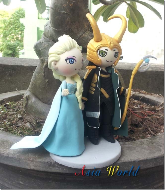 Loki and Elsa Wedding Cake Topper