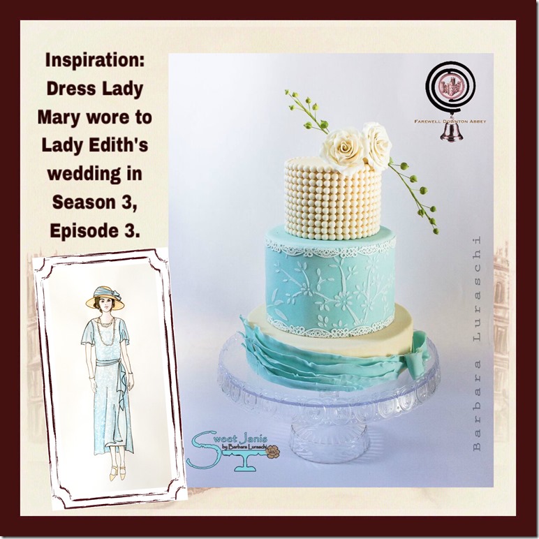 Downton Abby Cake based on the dress that Lady Mary wore to Lady Edith’s wedding 