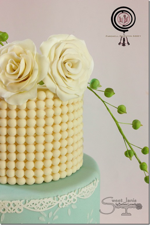Downton Abby Cake based on the dress that Lady Mary wore to Lady Edith’s wedding 