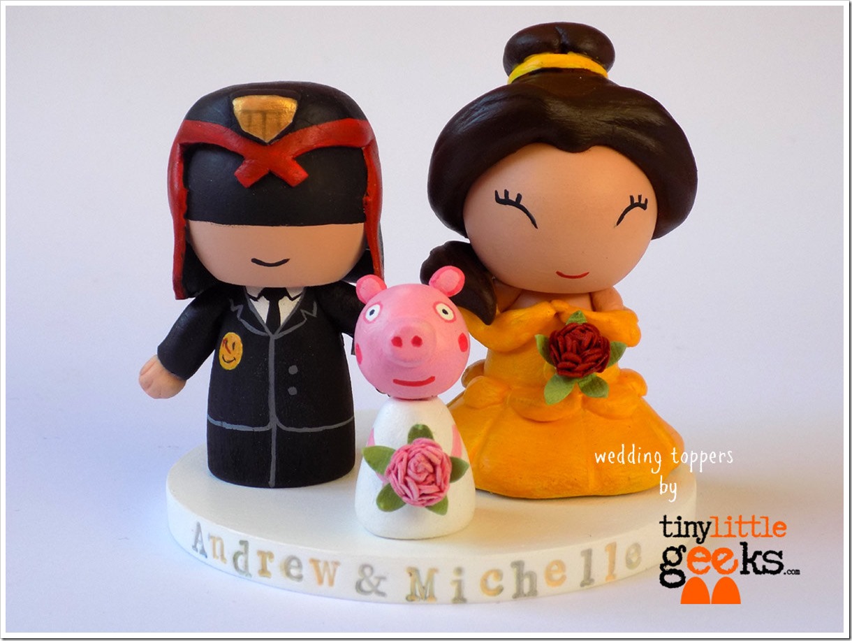 Judge Dredd and Princess Belle Wedding Cake Topper