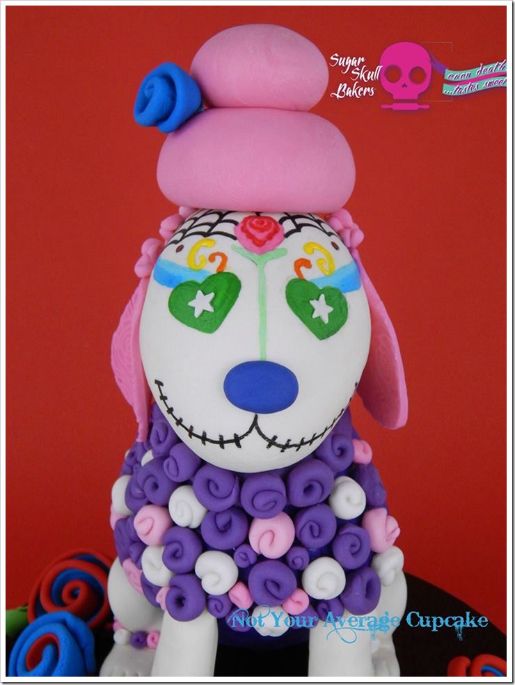 Close-up of Poodle Day of the Dead Cake