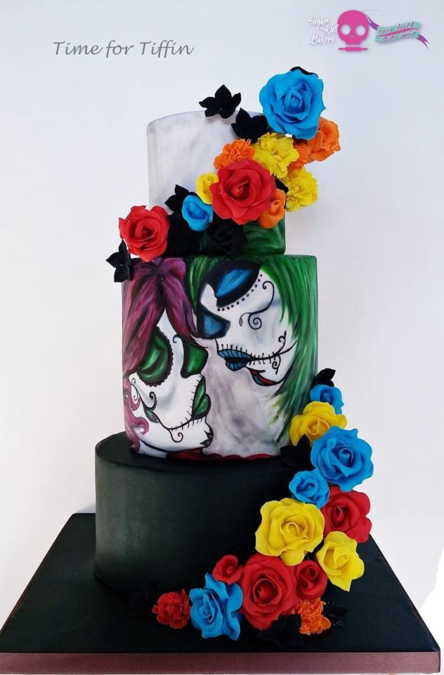Hand Painted Day of the Dead Cake