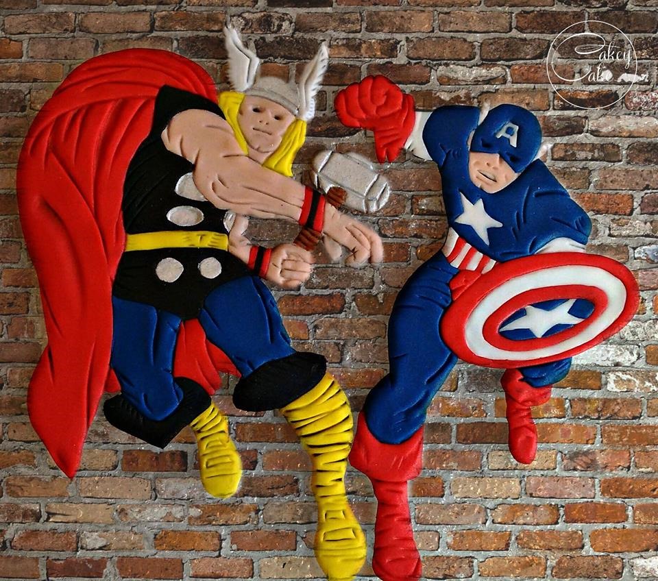 Sugarpaste Thor and Captain America Cut-Outs