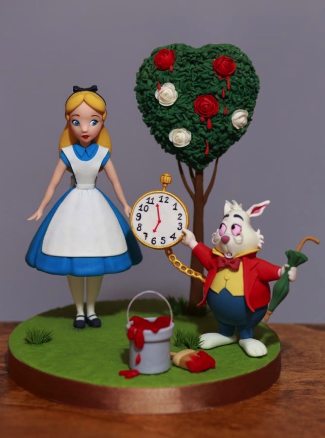 Disneys White Rabbit Alice in Wonderland cake topper