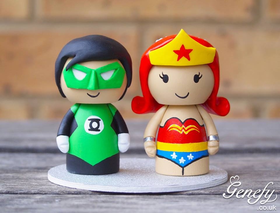 Green Lantern & Wonder Woman Wedding Cake Topper