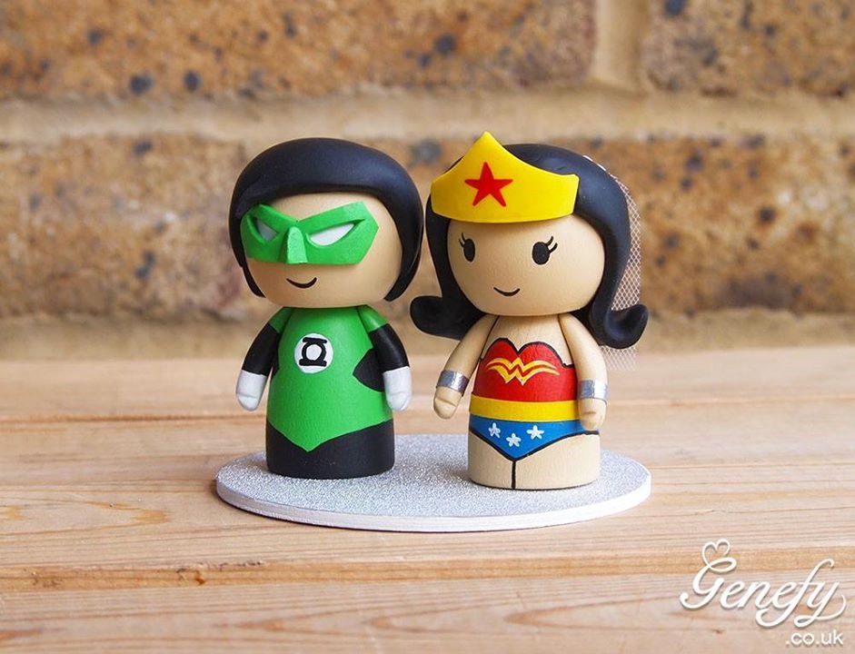 Green Lantern & Wonder Woman Wedding Cake Topper