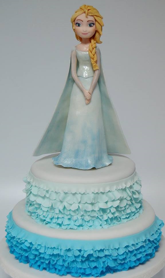 Elsa Cake with Blue Ombre Ruffles