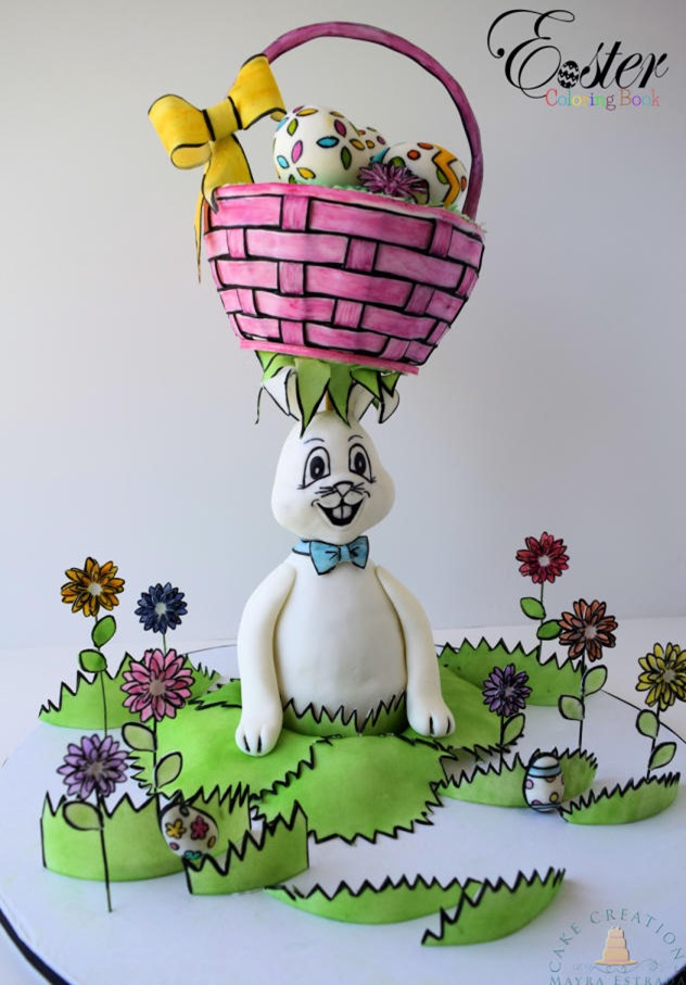 Easter Bunny With An Easter Basket On His Head