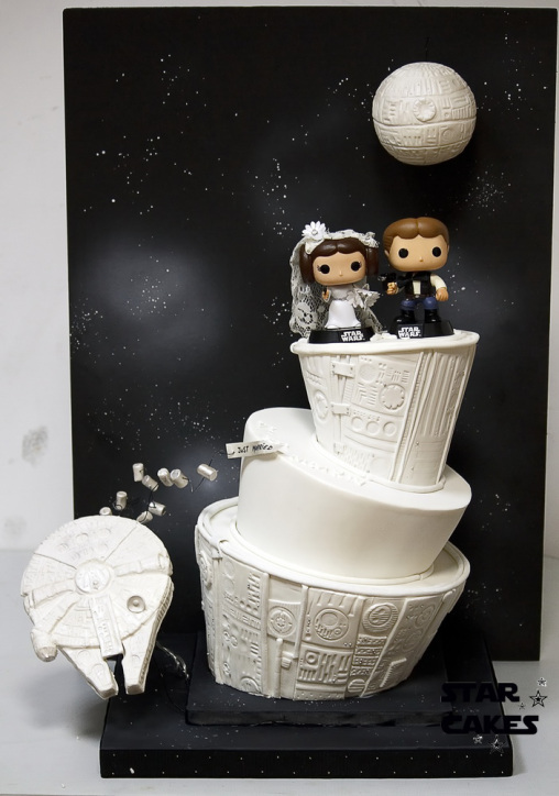 Star War Wedding Cake Topper Han Solo Princess Leia R2 Space Bride Groom Top 