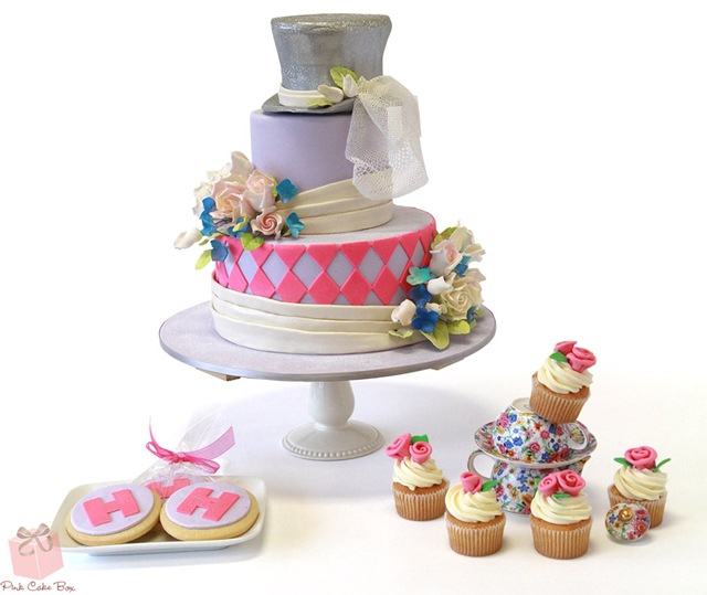 Mad Hatter Bridal Shower Cake, Cookies and Cupcakes