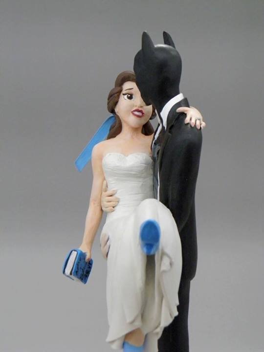 Belle and Batman Wedding Cake Topper