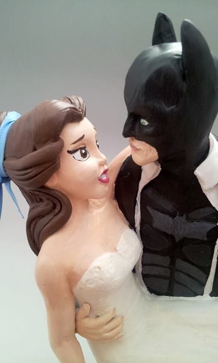 Belle and Batman Wedding Cake Topper