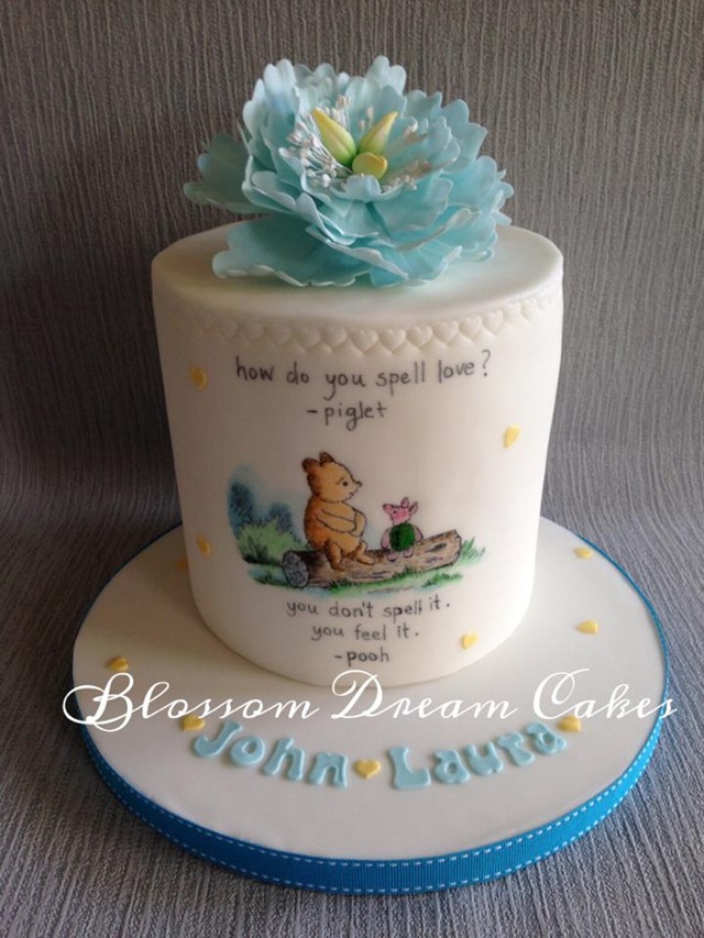 Hand Painted Winnie the Pooh Engagement Cake