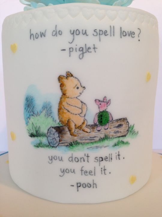 Hand Painted Winnie the Pooh Engagement Cake