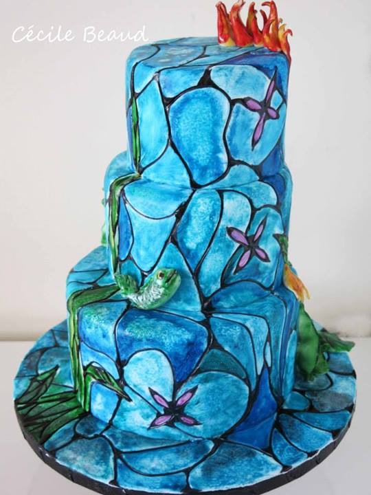 Stained Glass Little Mermaid Cake