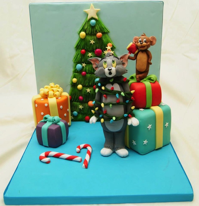 Tom and Jerry Christmas Cake