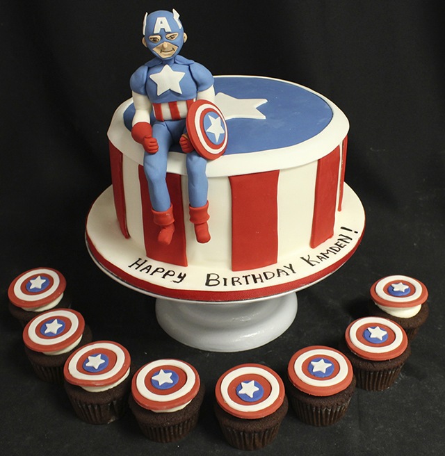 Captain America Cake and Cupcakes