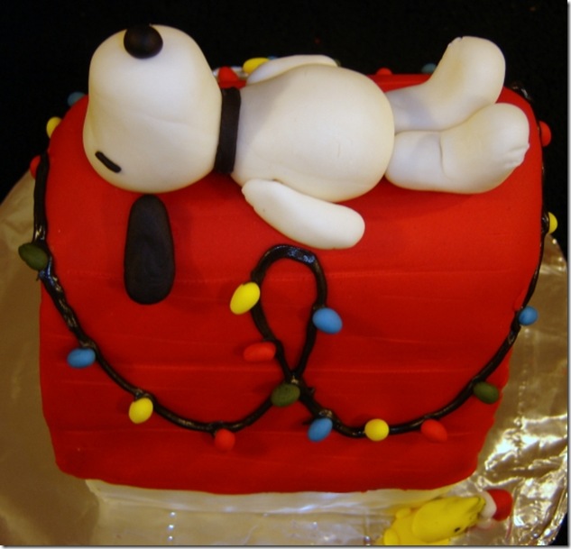 Snoopy S Christmas Dog House Cake Between The Pages Blog