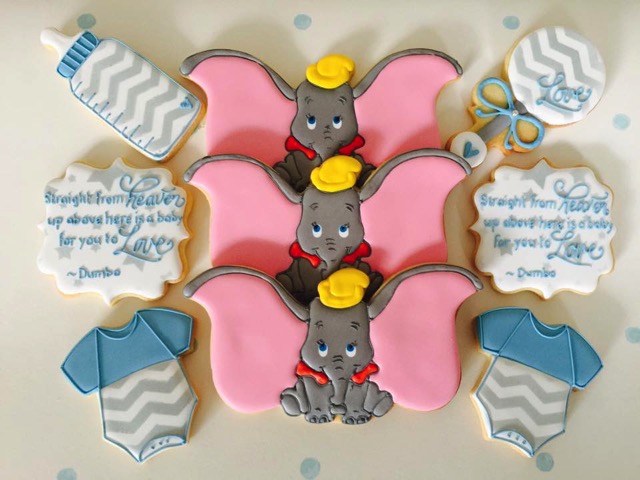 Dumbo Baby Shower Cookies