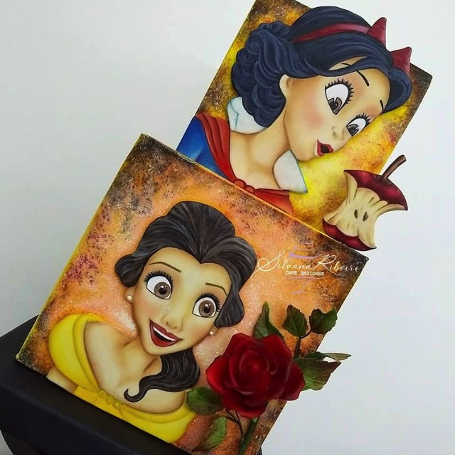 Belle and Snow White cake