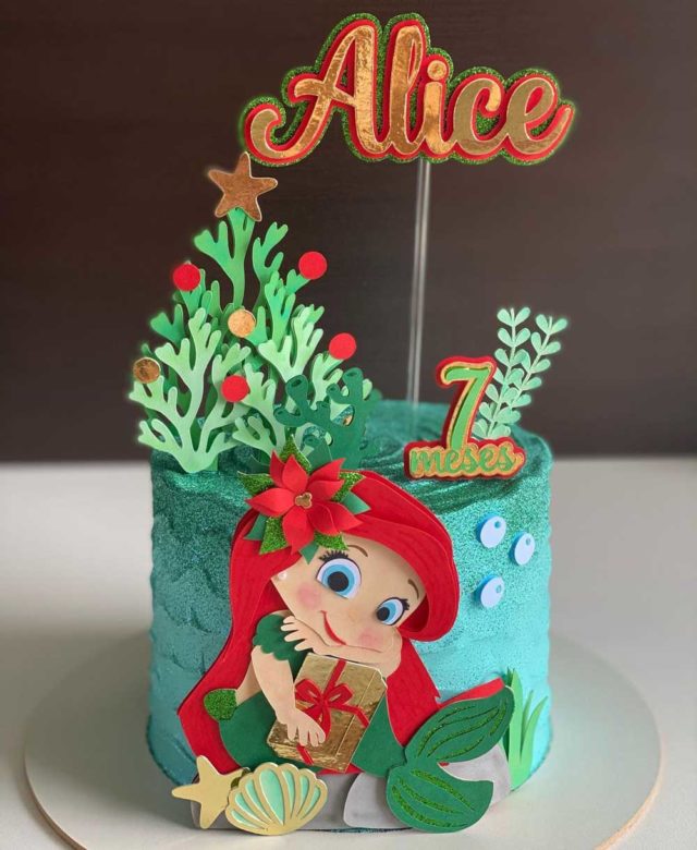 Ariel Christmas Birthday Cake - Between The Pages Blog