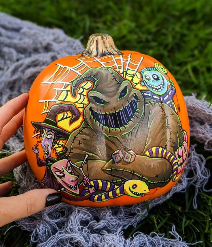 Painted Oogie Boogie Pumpkin Between The Pages Blog