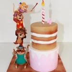 This adorable 4th Birthday Cake shows the Rescue Rangers standing on top of each other to cut the cake.