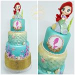 Shimmering Blue & Gold Little Mermaid Cake