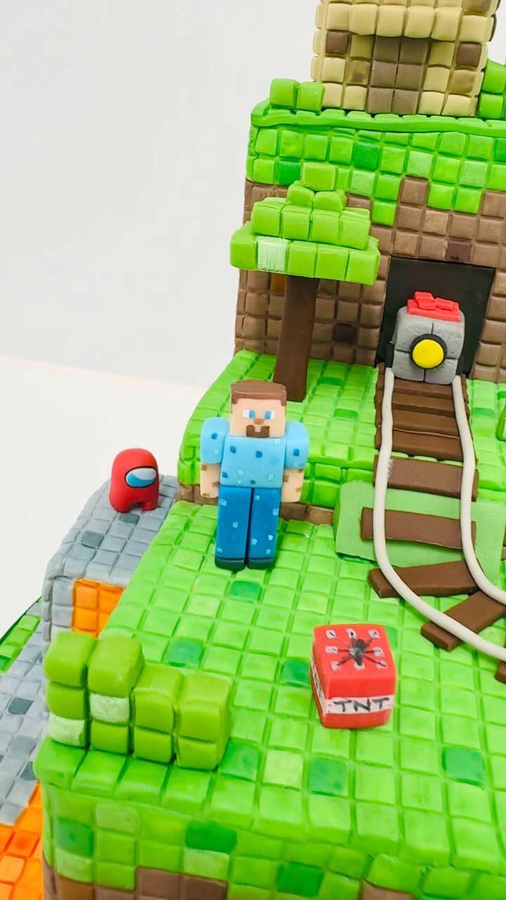 Minecraft Railroad Birthday Cake