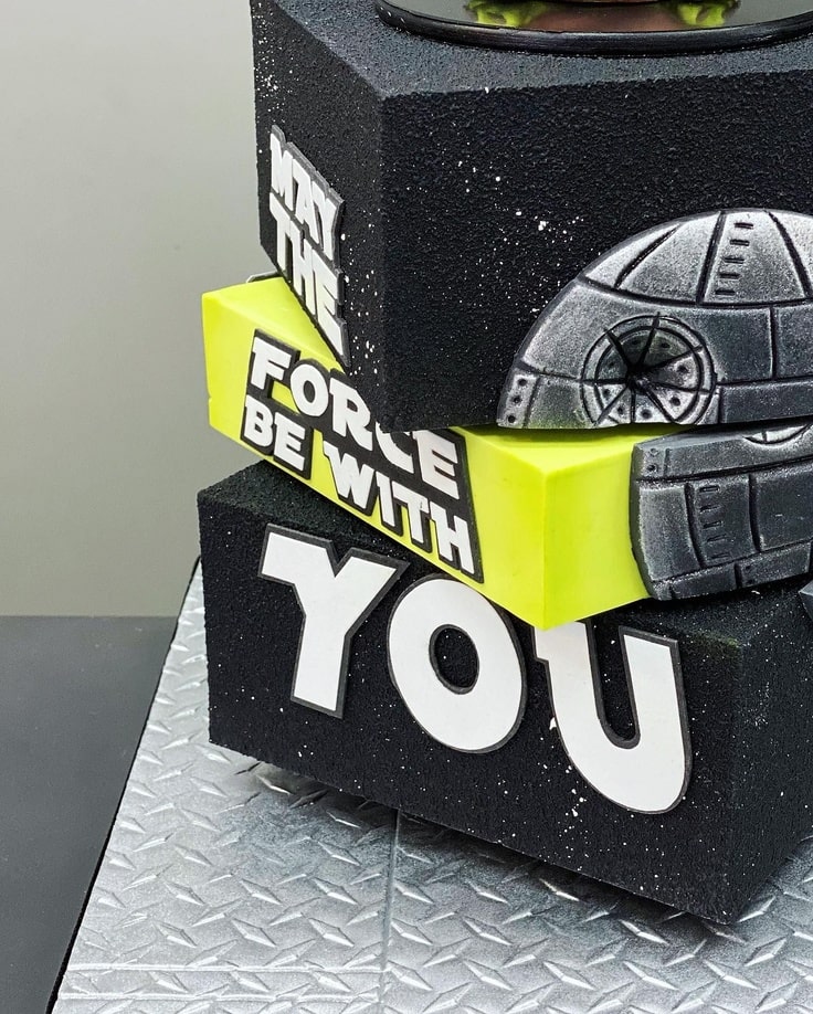 Close-up of Star Wars Puzzle Cake Scrambled