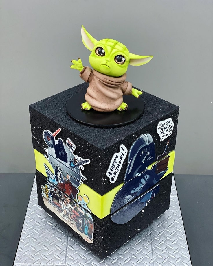 Close-up of Baby Yoda Cake Topper