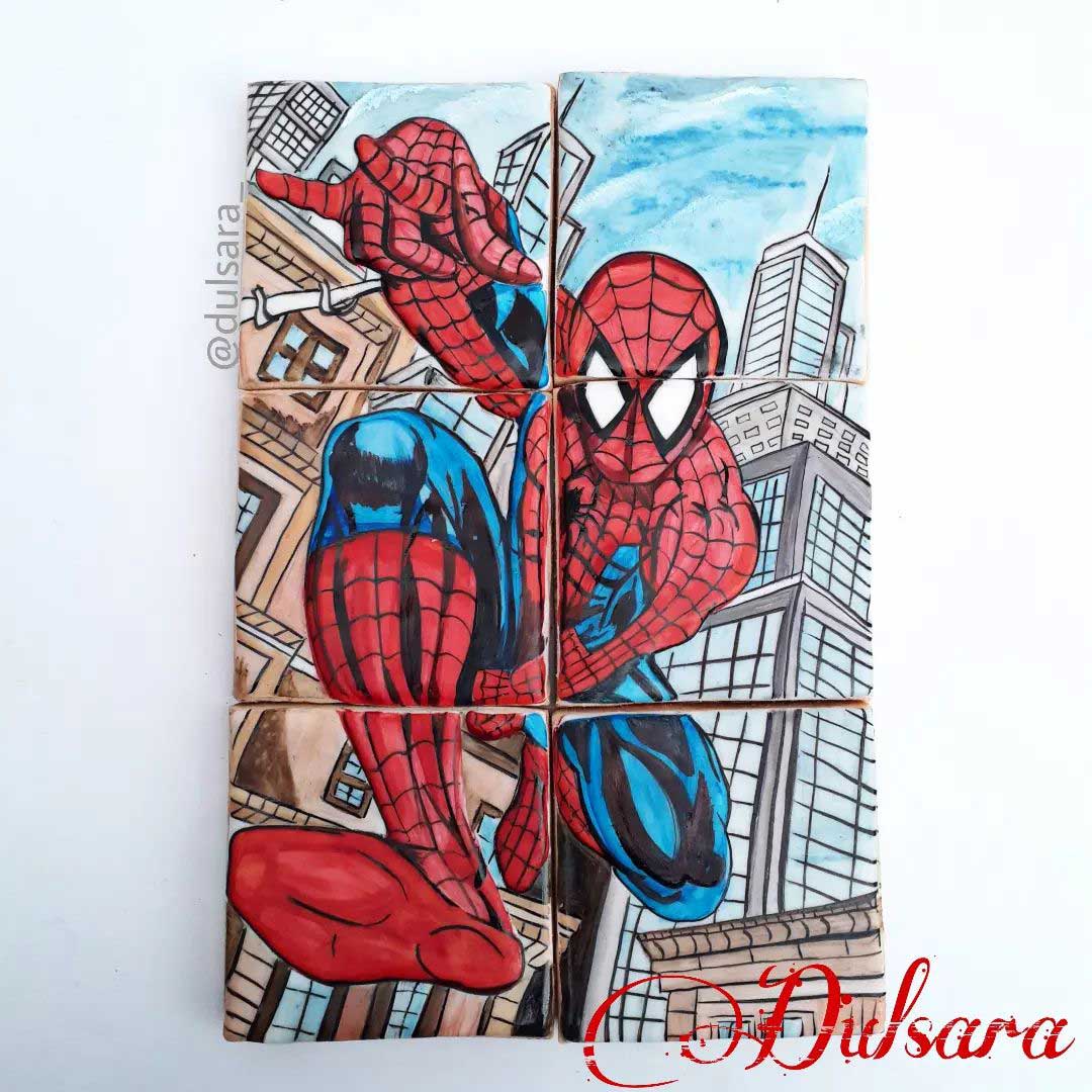 Hand-painted-Spider-man-Puzzle-cookies